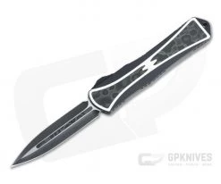 Heretic Custom Manticore-X Double Edge Hand Ground Two-tone DLC Elmax Black Camo Fat Carbon OTF Automatic 005