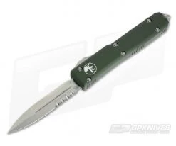 Microtech Ultratech OD Green CC Serrated D/E Stonewash 204P OTF Automatic Knife 122-11OD