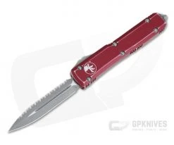 Microtech Ultratech Distressed Red CC D/E Apocalyptic M390 Full Serrated OTF Automatic Knife 122-12DRD