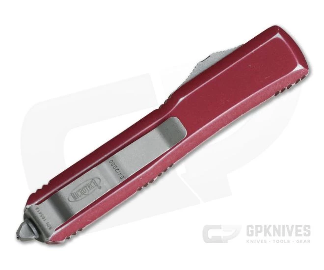 Microtech Ultratech Distressed Red CC D/E Apocalyptic M390 Full Serrated OTF Automatic Knife 122-12DRD 2 Microtech Ultratech Distressed Red CC D/E Apocalyptic M390 Full Serrated OTF Automatic Knife 122-12DRD - Image 2