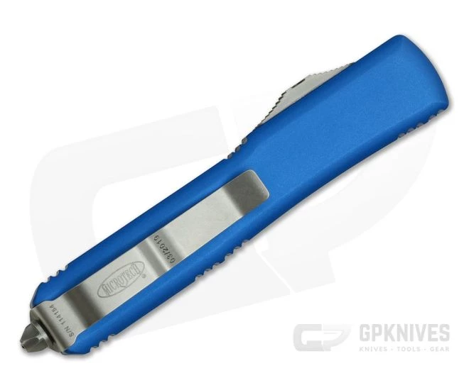 Microtech Ultratech Blue CC Satin CTS-204P Double Edge OTF Automatic Knife 122-4BL 2 Microtech Ultratech Blue CC Satin CTS-204P Double Edge OTF Automatic Knife 122-4BL - Image 2
