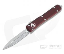 Microtech Ultratech D/E Satin M390 Double Edge Merlot OTF Automatic Knife 122-4MR