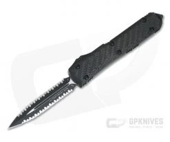 Microtech Ultratech Carbon Fiber Top Double Full Serrated Black CTS-204P OTF Automatic Knife 122-D3CFT