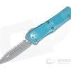 Microtech Troodon D/E Stonewashed Full Serration CTS-204P Distressed Turquoise OTF Automatic 138-12DTQ