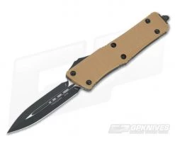 Microtech Troodon D/E Tan G10 Black Two-Tone M390 OTF Automatic 138-1GTTA