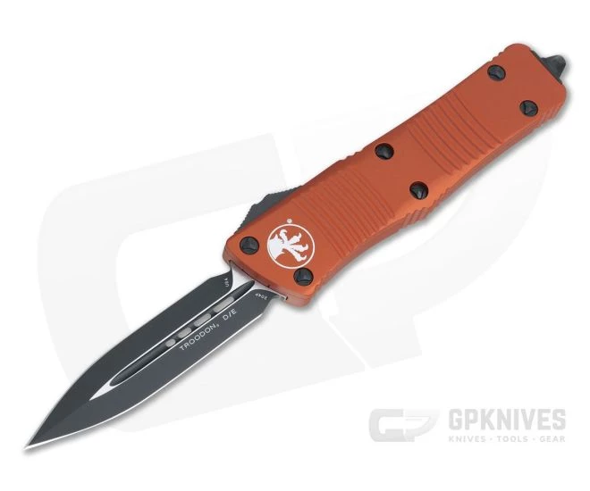 Microtech Troodon D/E Black Double Edge CTS-204P Orange OTF Automatic 138-1OR 1 Microtech Troodon D/E Black Double Edge CTS-204P Orange OTF Automatic 138-1OR