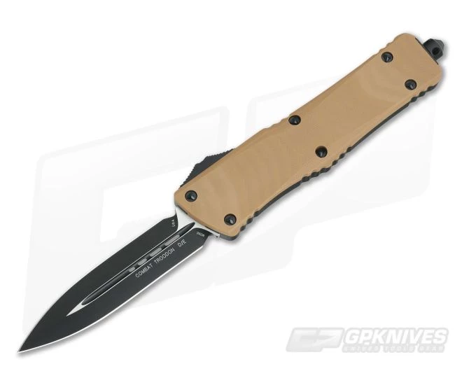 Microtech Combat Troodon D/E Tan G10 Black DLC M390 142-1GTTA 1 Microtech Combat Troodon D/E Tan G10 Black DLC M390 142-1GTTA