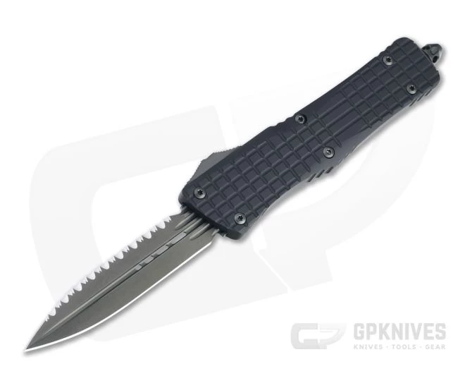 Microtech Combat Troodon Delta Signature Fluted DLC Full Serrated Double Edge Black Frag OTF Automatic Knife 142-3CT-DS 1 Microtech Combat Troodon Delta Signature Fluted DLC Full Serrated Double Edge Black Frag OTF Automatic Knife 142-3CT-DS