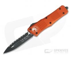 Microtech Combat Troodon Orange D/E Black Full Serration 204P OTF Automatic 142-3OR