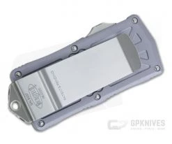 Microtech Exocet Gray Handle Stonewashed 204P Plain Double Edge CA Legal OTF Auto 157-10GY -Daggers Online Shop 157 10gy 204p 2