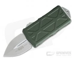 Microtech Exocet Stonewashed 204P Plain Double Edge OD Green CA Legal OTF Auto 157-10OD