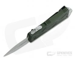 Microtech Exocet Stonewashed 204P Plain Double Edge OD Green CA Legal OTF Auto 157-10OD -Daggers Online Shop 157 10od 204p 3