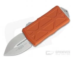 Microtech Exocet Orange Stonewashed M390 Plain Double Edge CA Legal OTF Auto 157-10OR
