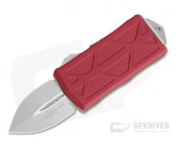 Microtech Exocet Red Handle Stonewashed M390 Plain Double Edge CA Legal OTF Auto 157-10RD
