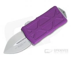 Microtech Exocet Violet Stonewash M390 Plain Double Edge CA Legal OTF Auto 157-10VI