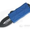 Microtech Exocet Black Plain Double Edge Blue CA Legal OTF Auto 157-1BL
