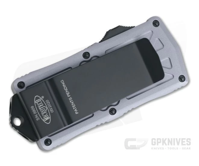Microtech Exocet Gray Aluminum Black 204P Double Edge CA Legal OTF Automatic 157-1GY 3 Microtech Exocet Gray Aluminum Black 204P Double Edge CA Legal OTF Automatic 157-1GY - Image 3