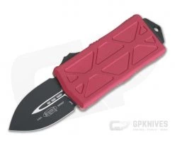 Microtech Exocet Red Aluminum Black 204P Double Edge CA Legal OTF Automatic 157-1RD