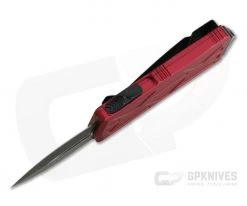 Microtech Exocet Red Aluminum Black 204P Double Edge CA Legal OTF Automatic 157-1RD -Daggers Online Shop 157 1rd xhp 3