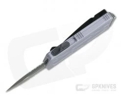 Microtech Exocet Black Partially Serrated 204P Double Edge Gray CA Legal OTF Automatic 157-2GY -Daggers Online Shop 157 2gy 204p 3