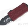 Microtech Exocet Merlot Part Serrated 204P Black Double Edge CA Legal OTF Automatic 157-2MR