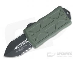 Microtech Exocet Black Partially Serrated 204P Double Edge OD Green CA Legal OTF Automatic 157-2OD