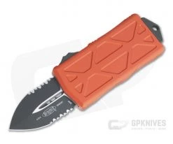 Microtech Exocet Black Partially Serrated 204P Double Edge Orange CA Legal OTF Automatic 157-2OR