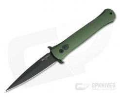 Protech Knives Don Black DLC Plain Edge Contoured Green Aluminum Handle 1721-GREEN