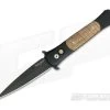 Protech Knives Large Don Black Plain Edge Koa Wood Inlays 1907-KOA