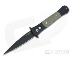 Protech Knives Large Don Black DLC 154CM Green G10 Inlays Button Lock Automatic Knife 1939