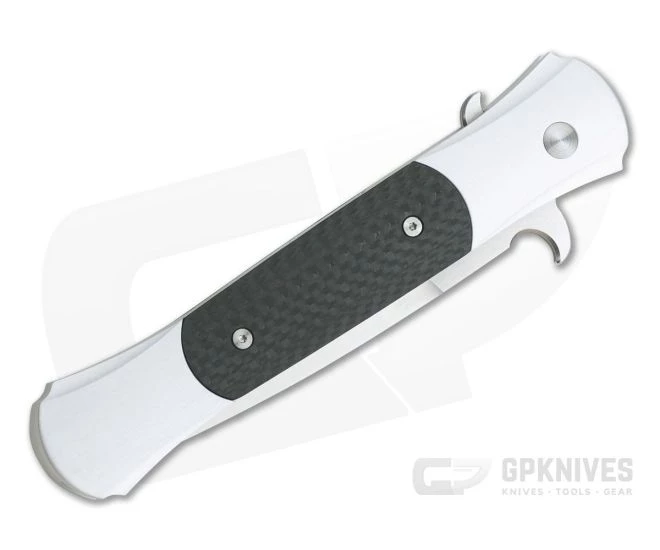 Protech Knives Large Don Satin 154CM Carbon Fiber Inlays Satin Silver Automatic Knife 1944 3 Protech Knives Large Don Satin 154CM Carbon Fiber Inlays Satin Silver Automatic Knife 1944 - Image 3