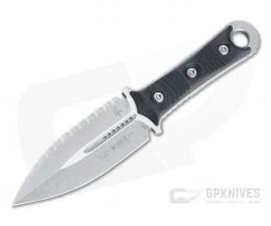 Microtech Borka SBD Dagger Stonewashed Full Serrated M390 Black G10 Fixed Blade 201-12