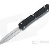 Microtech Makora D/E Signature Stonewashed Double Edge Full Serrated Traction Inlay Black OTF Automatic 206-12S