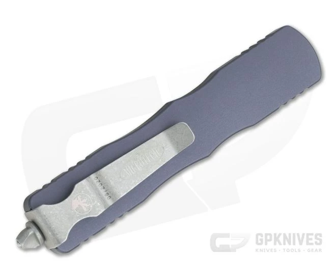 Microtech Dirac Gray D/E Apocalyptic Full Serrated 204P Top Slide OTF Automatic Knife 225-12APGY 2 Microtech Dirac Gray D/E Apocalyptic Full Serrated 204P Top Slide OTF Automatic Knife 225-12APGY - Image 2