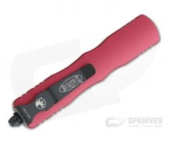 Microtech Dirac Red Double Edge Black 204P Top Slide OTF Automatic Knife 225-1rd -Daggers Online Shop 225 1rd 204p 2