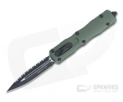 Microtech Dirac OD Green Double Edge Black Full Serrated M390 Top Slide OTF Automatic Knife 225-3OD
