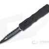 Microtech Dirac Black Tactical Full Serrated Double Edge 204P Top Slide OTF Automatic Knife 225-3T