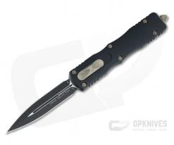 Microtech Dirac Delta Black Plain Double Edge 204P Top Slide OTF Automatic Knife 227-1PR