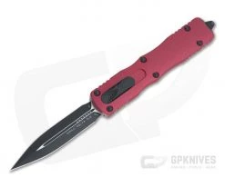 Microtech Dirac Delta Red Double Edge Black 204P Top Slide OTF Automatic Knife 227-1RD