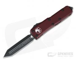 Microtech UTX-85 Spartan Merlot Black Double Edge M390 OTF Automatic Knife 230-1MR