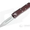Microtech UTX-85 D/E Stonewashed M390 Double Edge Merlot OTF Automatic Knife 232-10MR