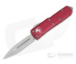 Microtech UTX-85 Stonewashed Plain D/E CTS-204P Red OTF Automatic 232-10RD