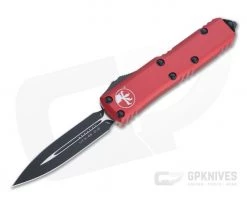 Microtech UTX-85 D/E Black Double Edge M390 Red OTF Automatic Knife 232-1RD