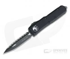 Microtech UTX-85 Black Tactical Double Edge Black Full Serrated 204P OTF Automatic Knife 232-3T -Daggers Online Shop 232 3t 204p