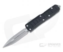 Microtech UTX-85 II D/E Signature Stonewashed M390 Double Edge Black Stepside OTF Automatic Knife 232II-10S