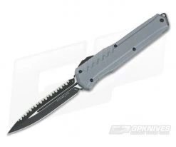 Microtech Cypher MK7 D/E Black Serrated Double Edge M390 Gray OTF Automatic Knife 242M-3GY
