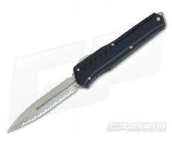 Microtech Cypher MK7 D/E Stonewash Standard Full Serrated M390 OTF Automatic Knife 242M-D12