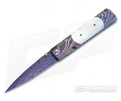 Jeff Chaffee Folding Dagger Pearl Blue Damascus