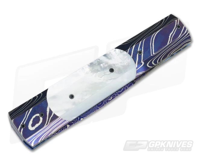 Jeff Chaffee Folding Dagger Pearl Blue Damascus 2 Jeff Chaffee Folding Dagger Pearl Blue Damascus - Image 2