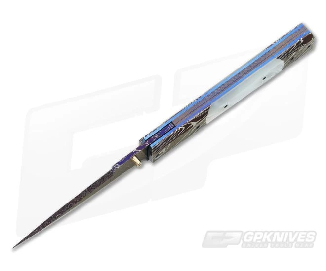 Jeff Chaffee Folding Dagger Pearl Blue Damascus 3 Jeff Chaffee Folding Dagger Pearl Blue Damascus - Image 3